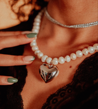 Globe Heart Pearl Necklace